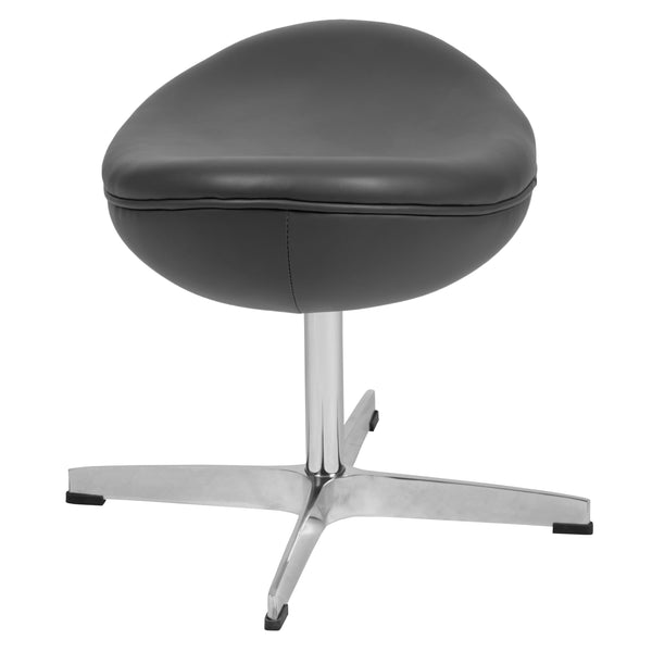 Gray LeatherSoft |#| Gray LeatherSoft Saddle Ottoman - Footrest