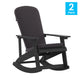 Black/Gray |#| Indoor/Outdoor Black Rocking Adirondack Chairs with Gray Cushions - Set of 2