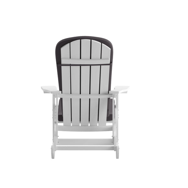 White/Gray |#| Indoor/Outdoor White Rocking Adirondack Chairs with Gray Cushions - Set of 2