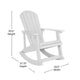 White/Blue |#| Indoor/Outdoor White Rocking Adirondack Chairs with Blue Cushions - Set of 2