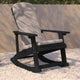 Black/Cream |#| Indoor/Outdoor Black Rocking Adirondack Chairs with Cream Cushions - Set of 2