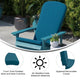 White/Teal |#| Indoor/Outdoor White Rocking Adirondack Chairs with Teal Cushions - Set of 2