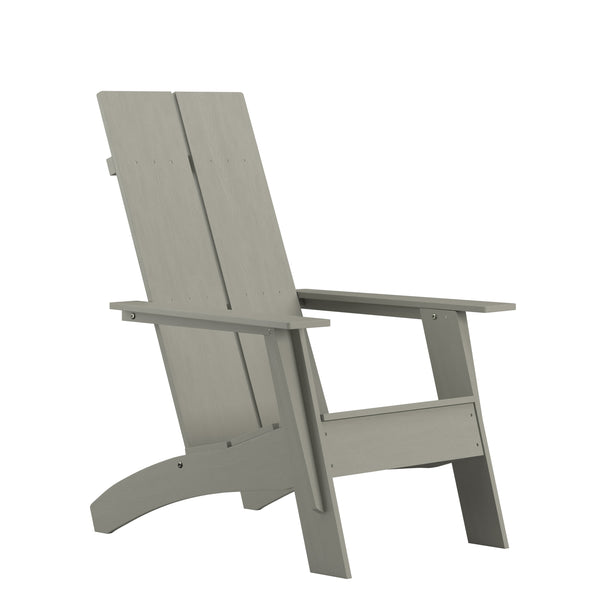 Gray |#| Set of 2 Gray Dual Slat Poly Resin Adirondack Chairs-22inch Round Fire Pit