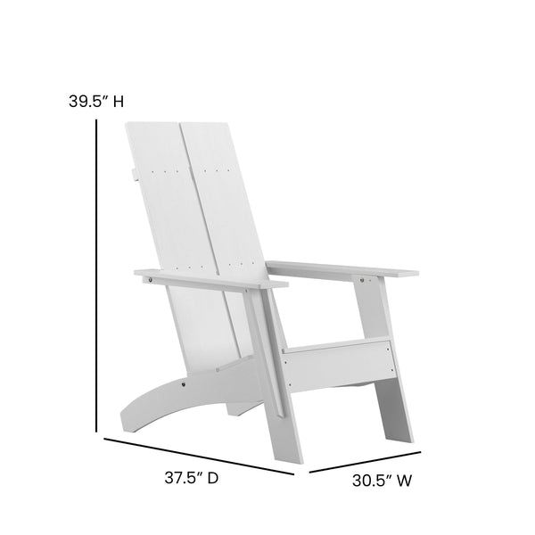 White |#| Set of 2 White Dual Slat Poly Resin Adirondack Chairs-22inch Round Fire Pit