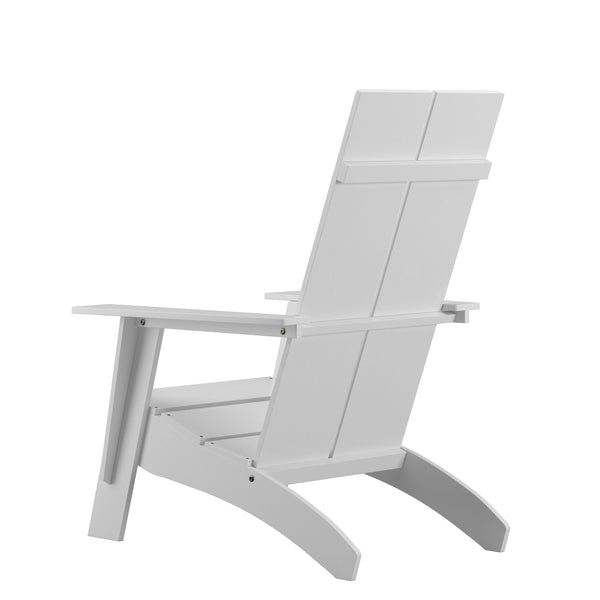 White |#| Set of 2 White Dual Slat Poly Resin Adirondack Chairs-22inch Round Fire Pit