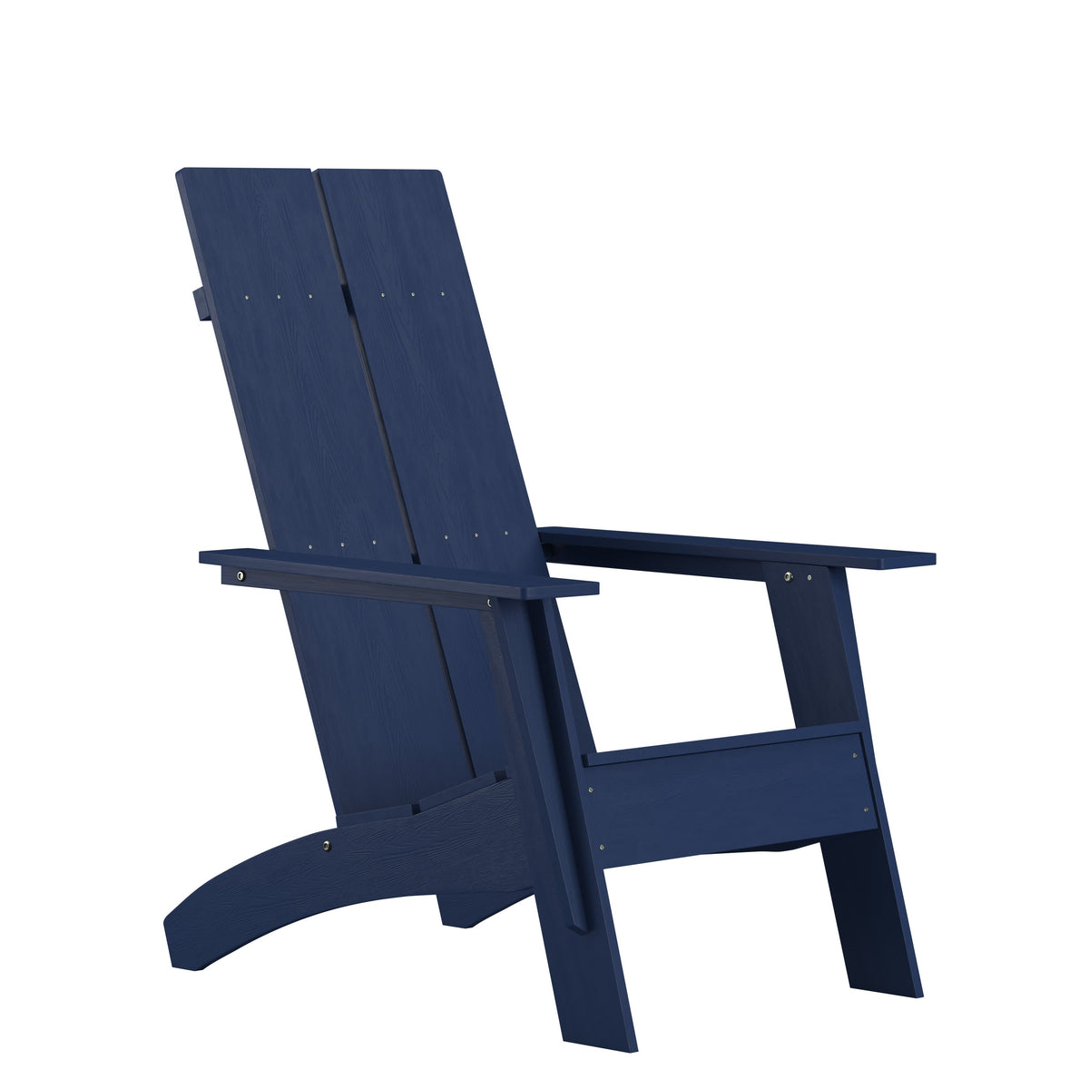 Navy |#| Set of 2 Navy Dual Slat Poly Resin Adirondack Chairs-22inch Round Fire Pit