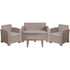 Seneca 4 Piece Outdoor Faux Rattan Chair, Loveseat and Table Set