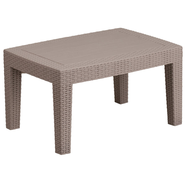 Light Gray |#| Light Gray Faux Rattan Coffee Table - Outdoor Accent Table - Patio Furniture