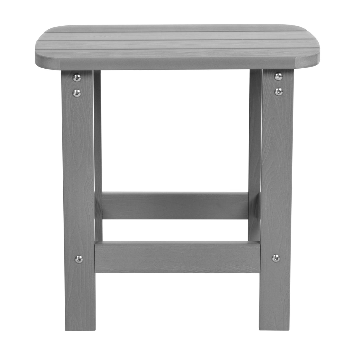 Gray |#| 2 Gray Modern Dual Slat Poly Resin Adirondack Rocking Chairs with 1 Side Table