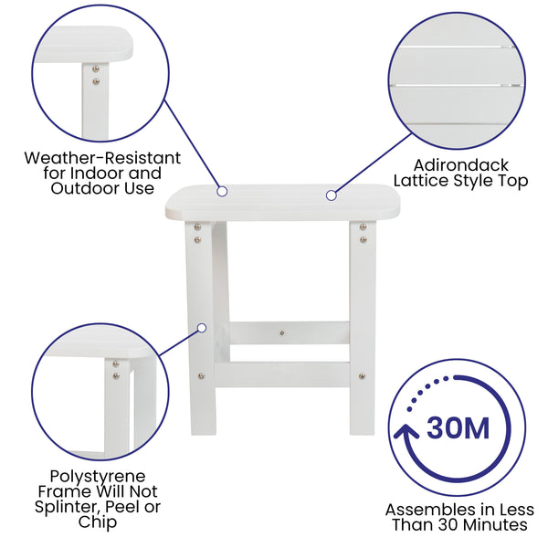 Navy/White |#| 2 Navy Modern Dual Slat Poly Resin Adirondack Rocking Chairs with 1 Side Table