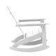 White |#| 2 White Modern Dual Slat Poly Resin Adirondack Rocking Chairs with 1 Side Table