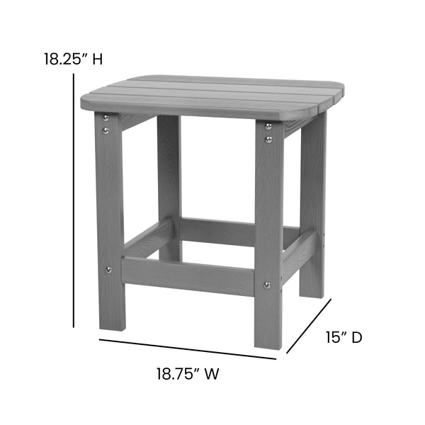 Gray |#| 2 Gray Modern Dual Slat Poly Resin Adirondack Rocking Chairs with 1 Side Table