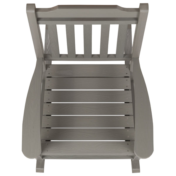 Gray |#| 2 Pack All-Weather Rocking Chair in Gray Faux Wood - Patio and Yard Furniture