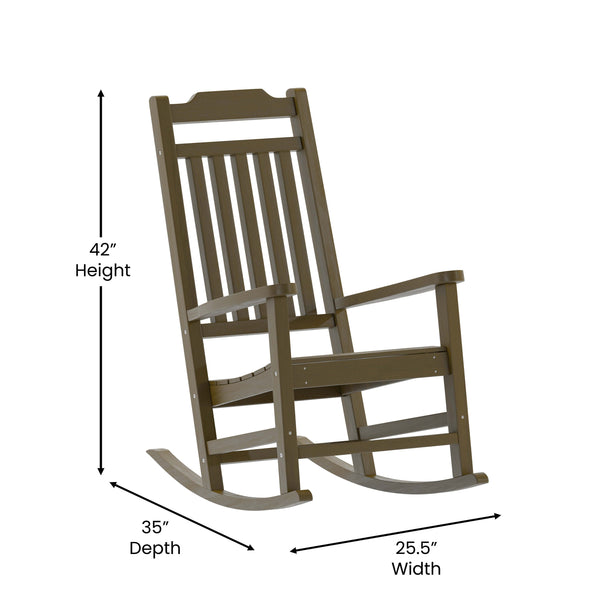 Mahogany |#| 2 PK All-Weather Rocking Chair in Mahogany Faux Wood - Patio and Yard Furniture