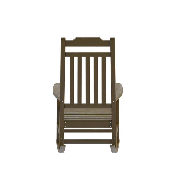 Mahogany |#| 2 PK All-Weather Rocking Chair in Mahogany Faux Wood - Patio and Yard Furniture