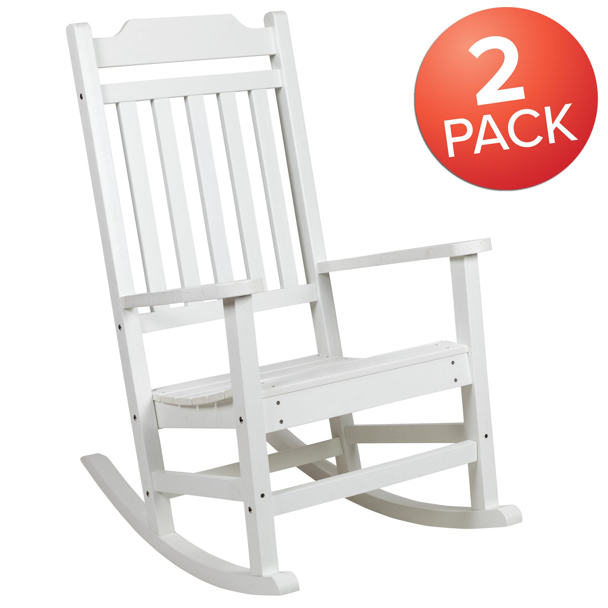 White |#| 2 Pack All-Weather Rocking Chair in White Faux Wood - Patio and Yard Furniture