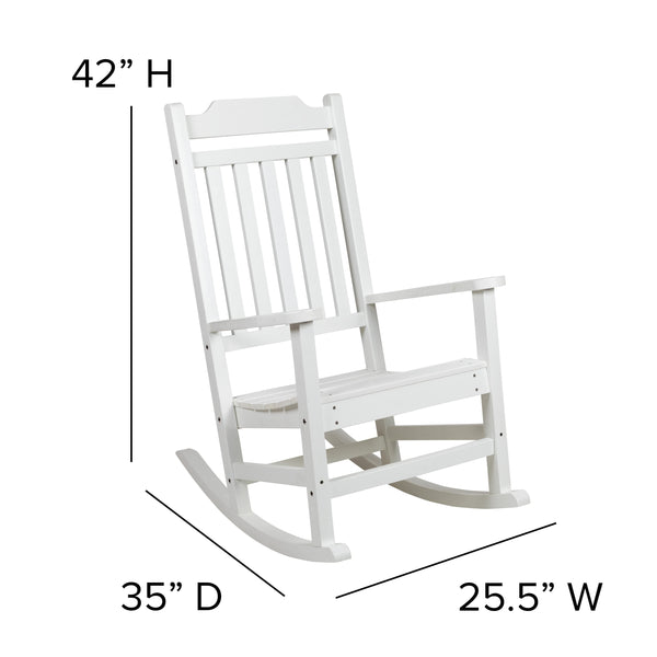 White |#| 2 Pack All-Weather Rocking Chair in White Faux Wood - Patio and Yard Furniture