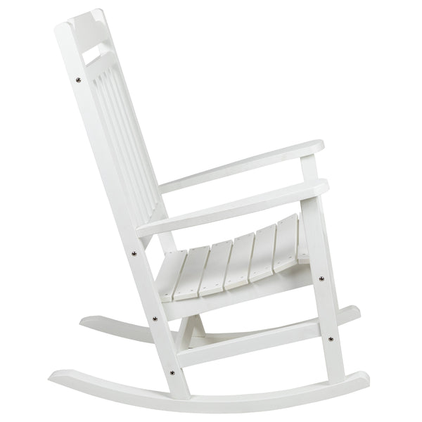 White |#| 2 Pack All-Weather Rocking Chair in White Faux Wood - Patio and Yard Furniture