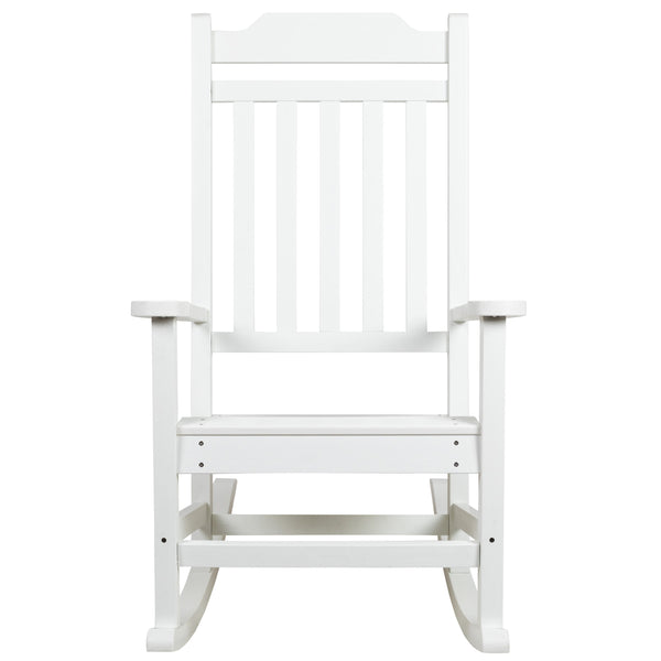 White |#| 2 Pack All-Weather Rocking Chair in White Faux Wood - Patio and Yard Furniture