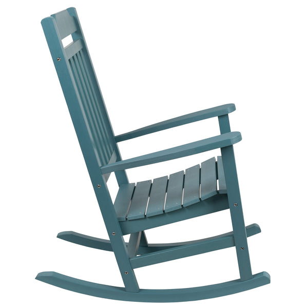 Teal |#| 2 Pack All-Weather Rocking Chair in Teal Faux Wood - Patio and Yard Furniture