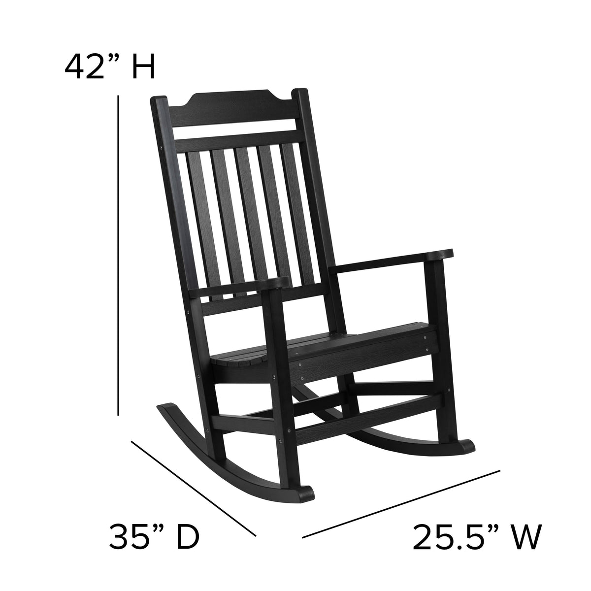 Black |#| 2 Pack All-Weather Rocking Chair in Black Faux Wood - Patio and Yard Furniture