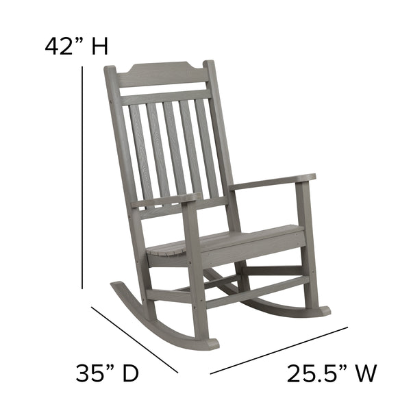 Gray |#| 2 Pack All-Weather Rocking Chair in Gray Faux Wood - Patio and Yard Furniture