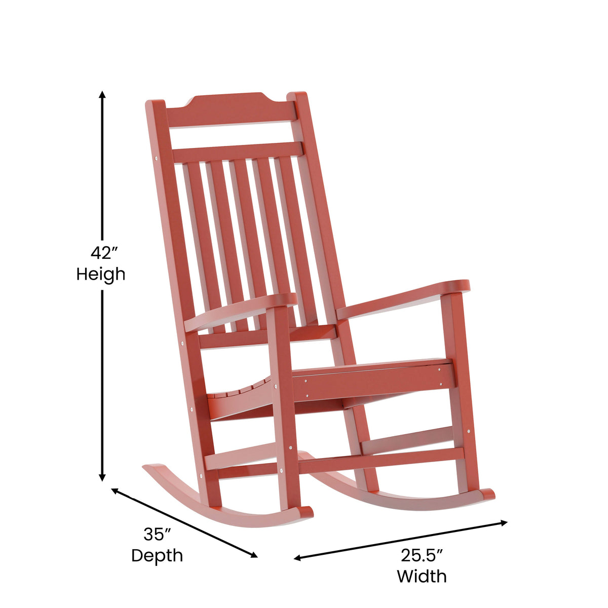 Red |#| 2 Pack All-Weather Rocking Chair in Red Faux Wood - Patio and Yard Furniture