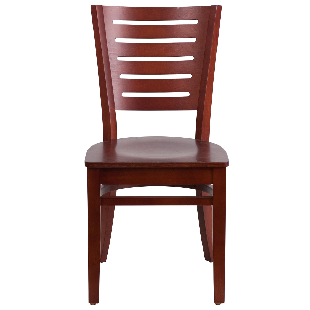 Mahogany Wood Seat/Mahogany Wood Frame |#| Slat Back Mahogany Wood Restaurant Chair - Hospitality Seating