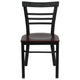 Mahogany Wood Seat/Black Metal Frame |#| Black Three-Slat Ladder Back Metal Restaurant Chair - Mahogany Wood Seat