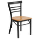 Natural Wood Seat/Black Metal Frame |#| Black Three-Slat Ladder Back Metal Restaurant Chair - Natural Wood Seat