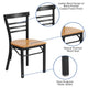 Natural Wood Seat/Black Metal Frame |#| Black Three-Slat Ladder Back Metal Restaurant Chair - Natural Wood Seat