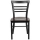 Walnut Wood Seat/Black Metal Frame |#| Black Three-Slat Ladder Back Metal Restaurant Chair - Walnut Wood Seat