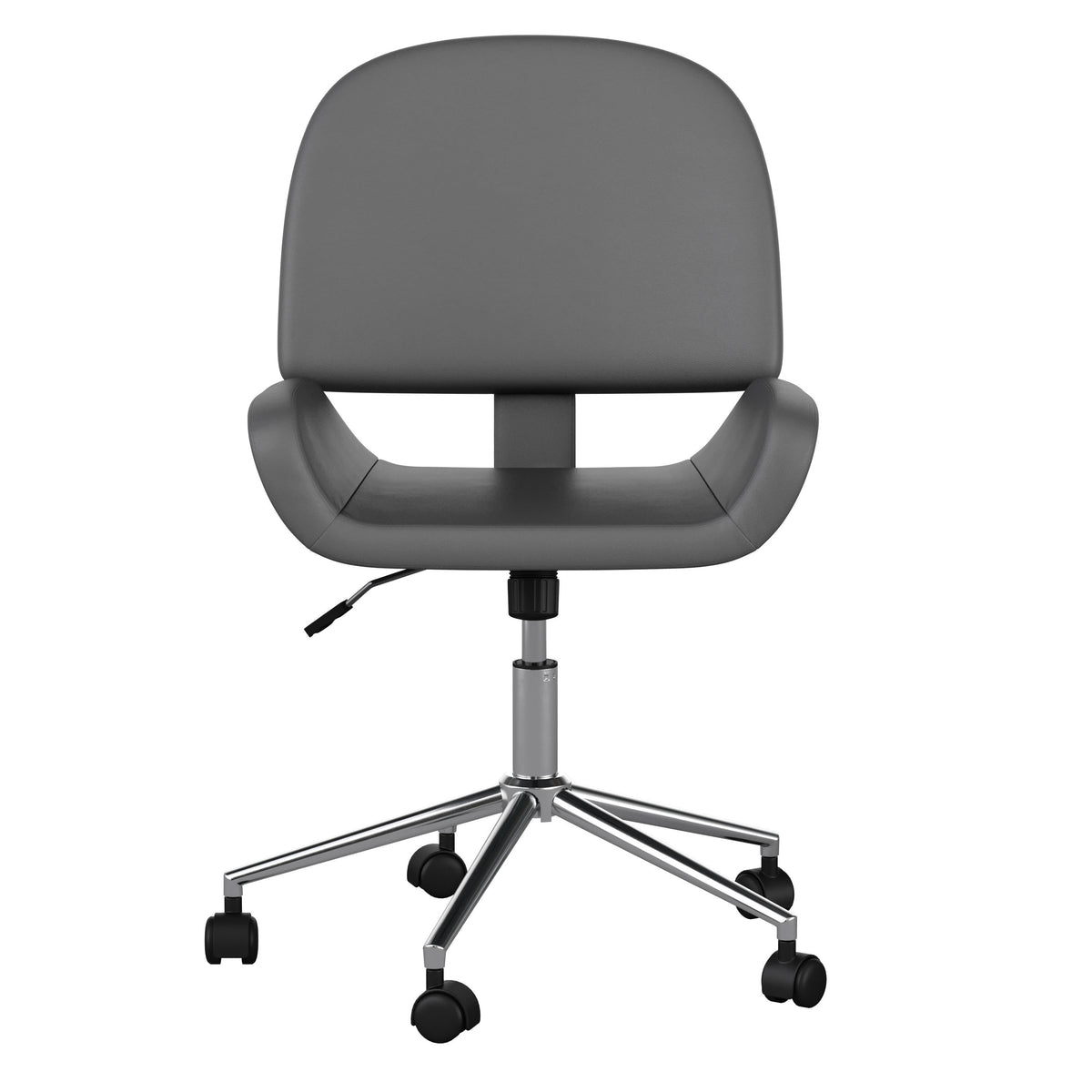 Gray Faux Leather/Polished Nickel |#| Faux Leather Armless Swivel Home Office Chair - Gray/Polished Nickel