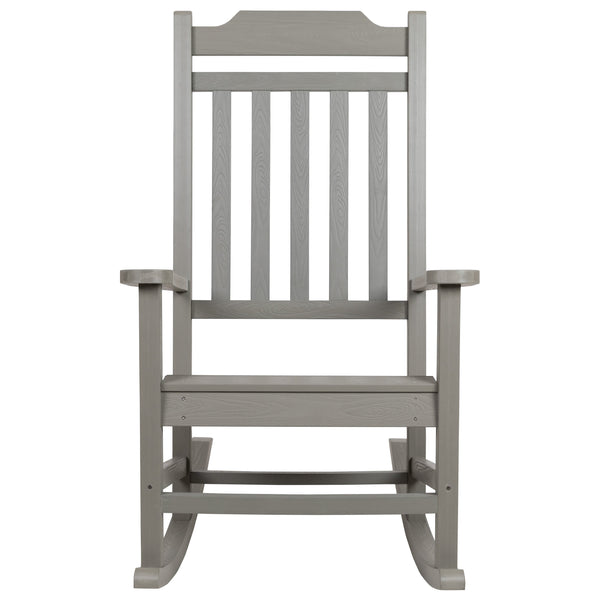 Gray |#| Outdoor Patio All-Weather Poly Resin Wood Rocking Chair in Gray