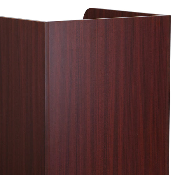 Mahogany |#| Wood Tray Top Receptacle in Mahogany - Commercial Grade Push Door Trash Can