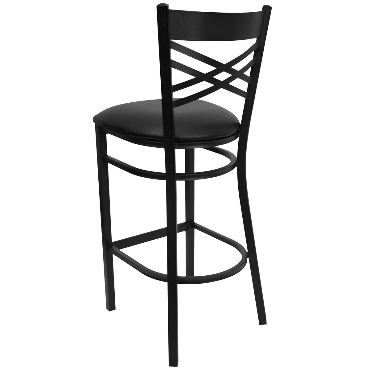 Black Vinyl Seat/Black Metal Frame |#| Black inchXinch Back Metal Restaurant Barstool - Black Vinyl Seat