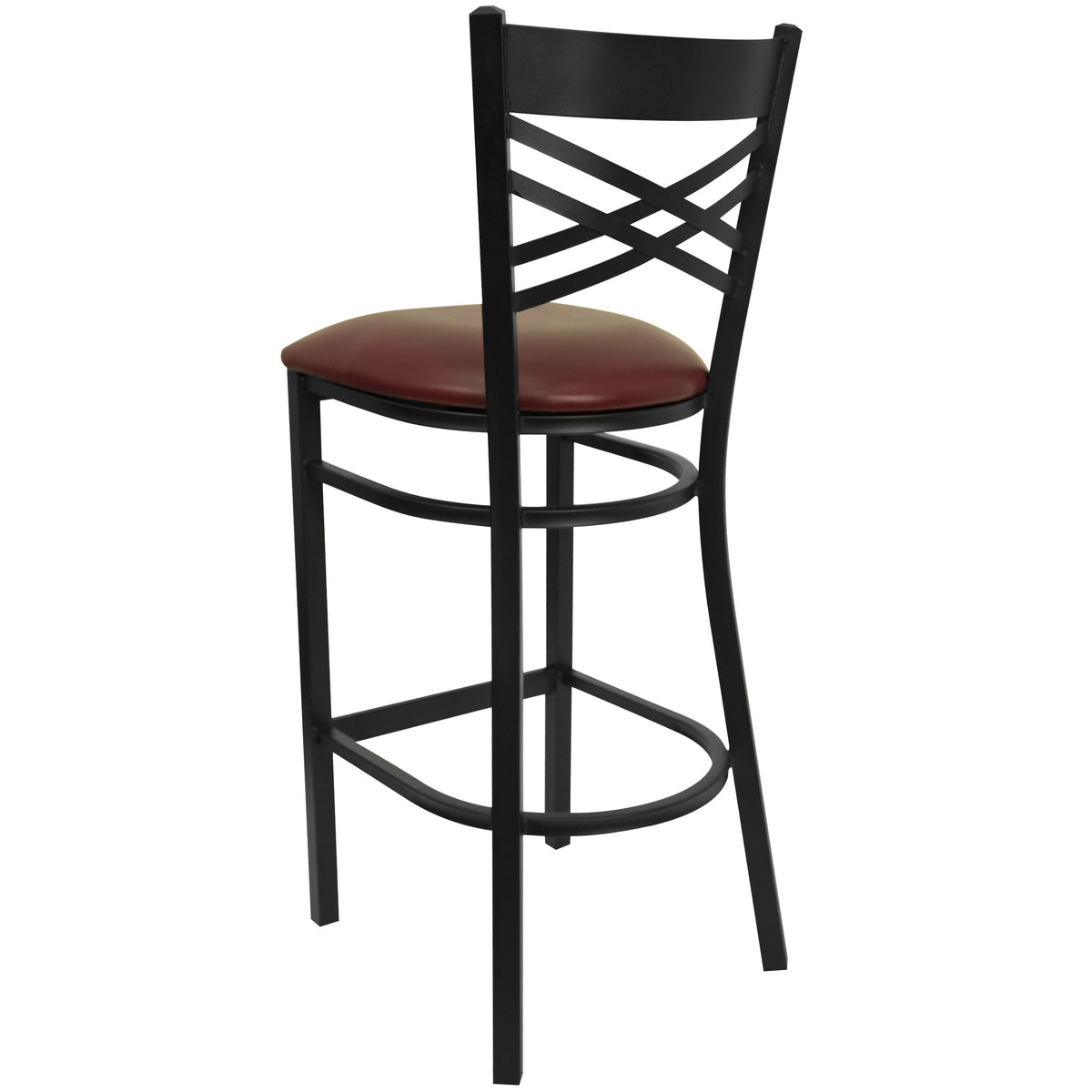 Burgundy Vinyl Seat/Black Metal Frame |#| Black inchXinch Back Metal Restaurant Barstool - Burgundy Vinyl Seat