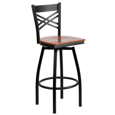 X" Back Swivel Metal Barstool - View 1